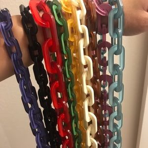 Lucite chain link long necklace